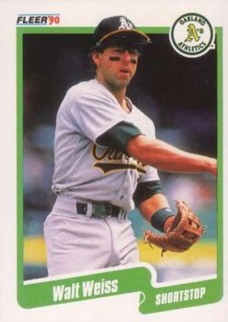 1990 Fleer #22 Walt Weiss NM-MT Oakland Athletics Baseball Card - Baseball Card Single