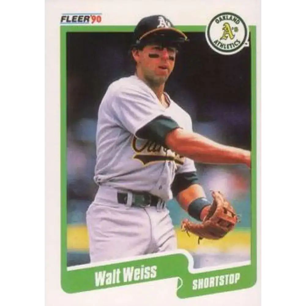 1990 Fleer #22 Walt Weiss NM-MT Oakland Athletics Baseball Card - Baseball Card Single