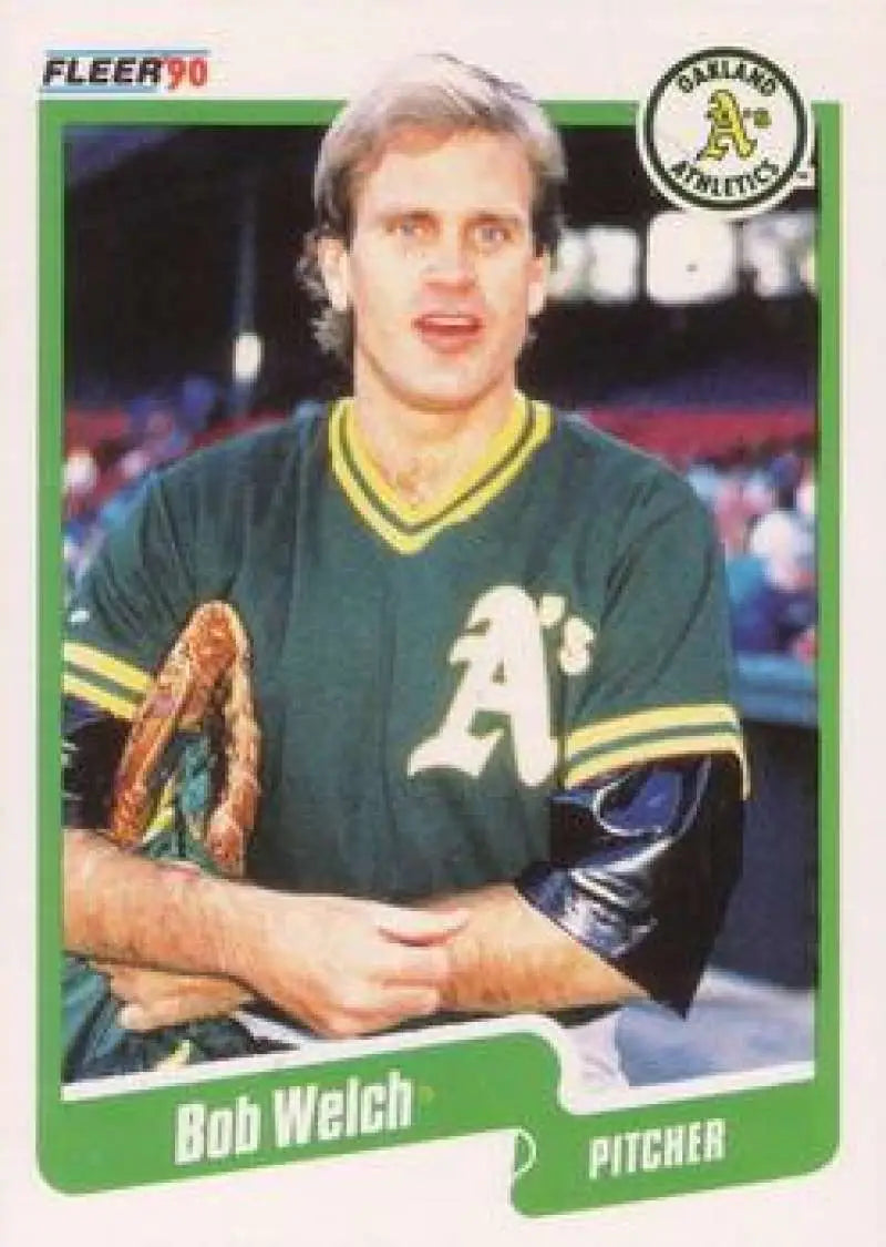 1990 Fleer #23 Bob Welch NM-MT Oakland Athletics Baseball Card - Baseball Card Single