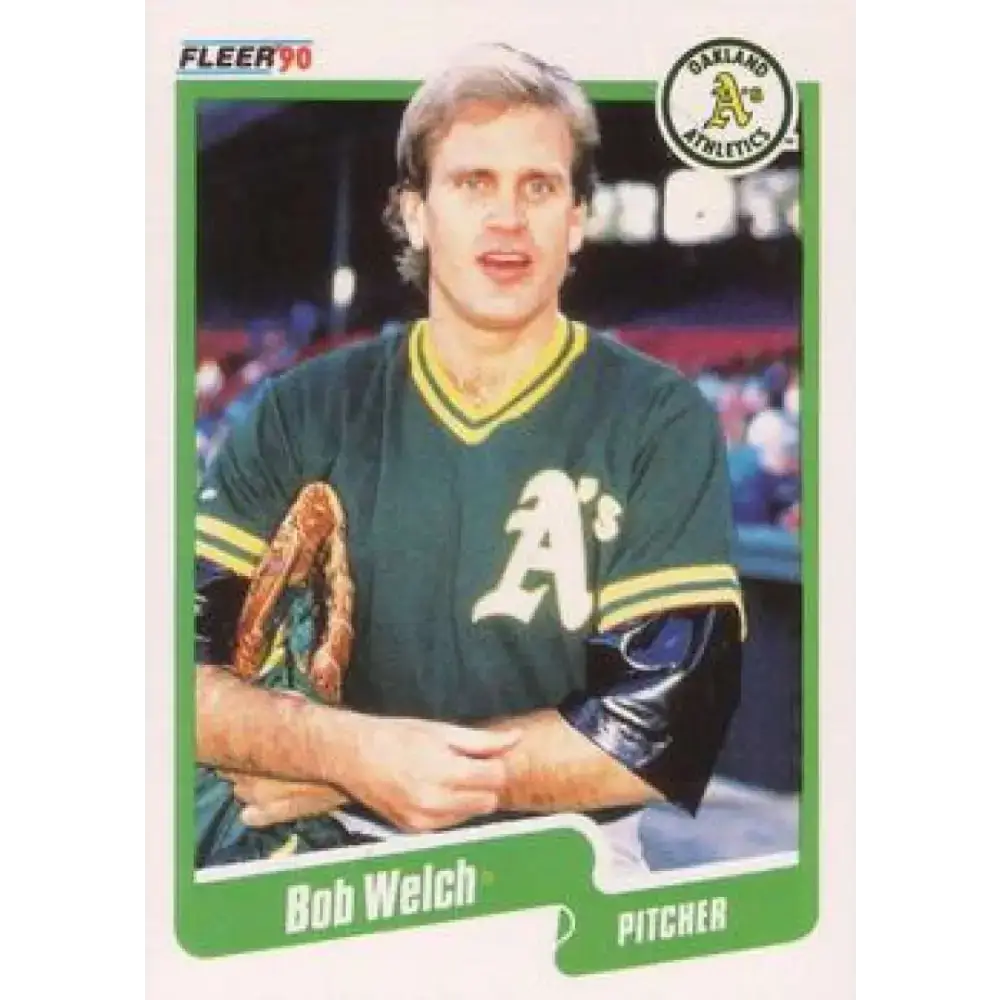 1990 Fleer #23 Bob Welch NM-MT Oakland Athletics Baseball Card - Baseball Card Single