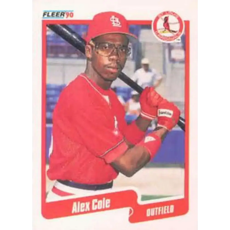 1990 Fleer #244 Alex Cole NM-MT RC Rookie St. Louis Cardinals Baseball Card - Baseball Card Single