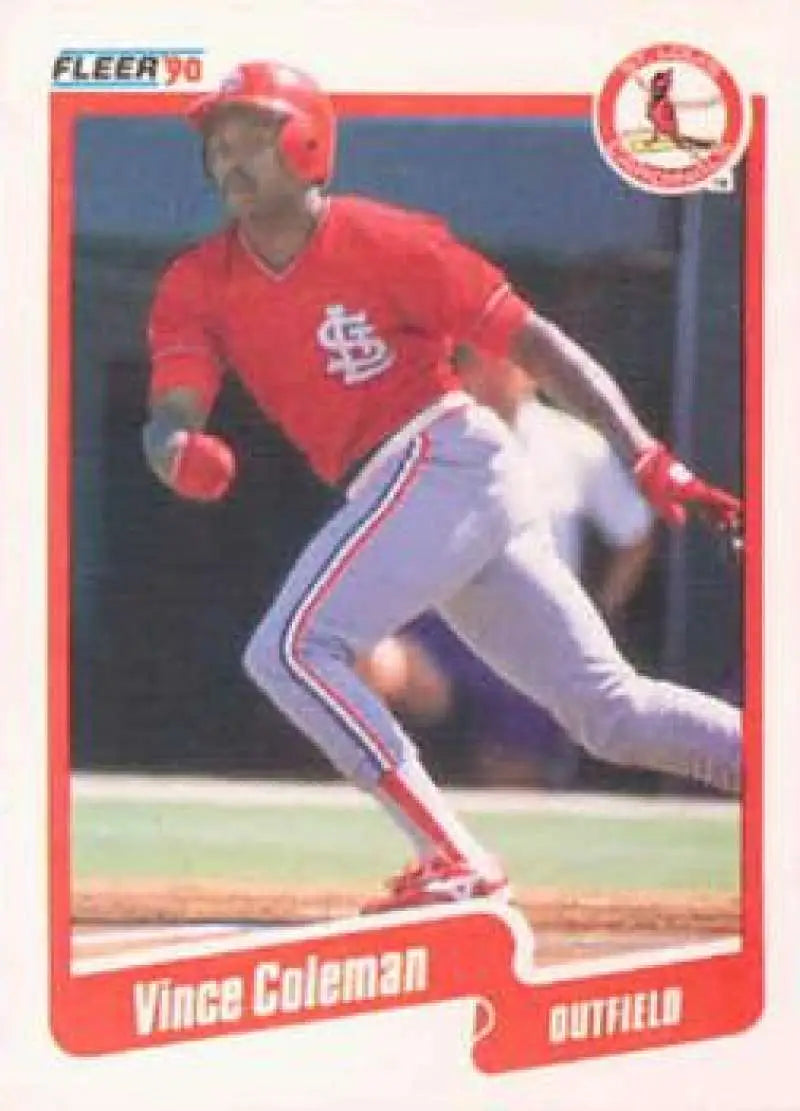 1990 Fleer #245 Vince Coleman NM-MT St. Louis Cardinals Baseball Card - Baseball Card Single