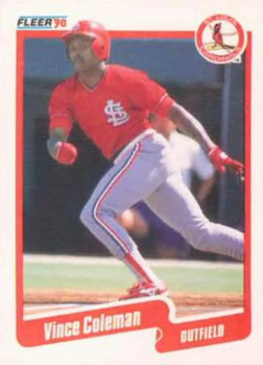 1990 Fleer #245 Vince Coleman NM-MT St. Louis Cardinals Baseball Card - Baseball Card Single