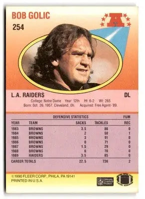 1990 Fleer #254 Bob Golic - Football Card Single