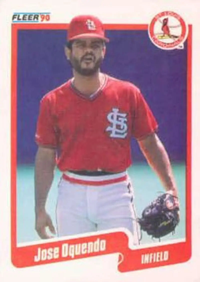 1990 Fleer #255 Jose Oquendo NM-MT St. Louis Cardinals Baseball Card - Baseball Card Single