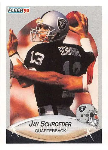 Original gloss Jay Schroeder football card from 1990 Fleer #259 featuring LA Raiders