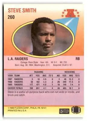 Steve Smith trading card from the 1990 Fleer #260 baseball cards collection