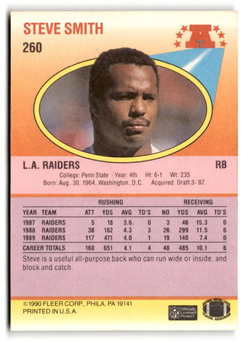 1990 Fleer #260 Steve Smith - Football Card Single