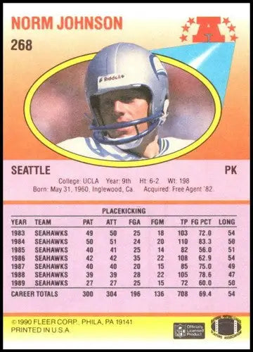 1990 Fleer #268 Norm Johnson NM-MT Seahawks - Football Card Single
