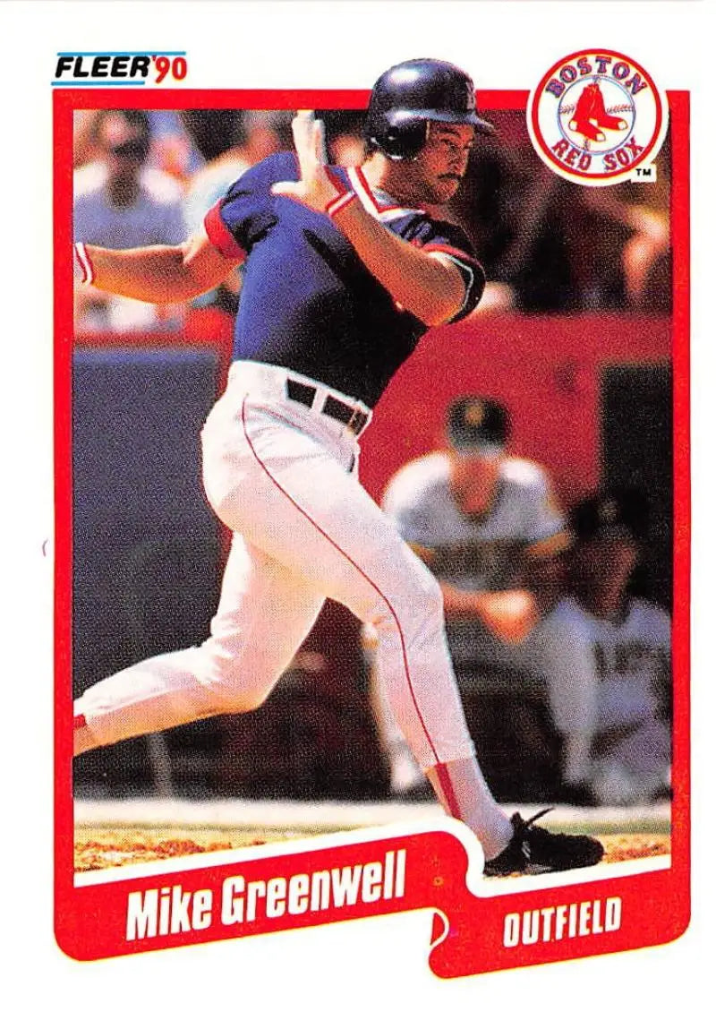 1990 Fleer #277 Mike Greenwell NM-MT Boston Red Sox Baseball Card - Baseball Card Single
