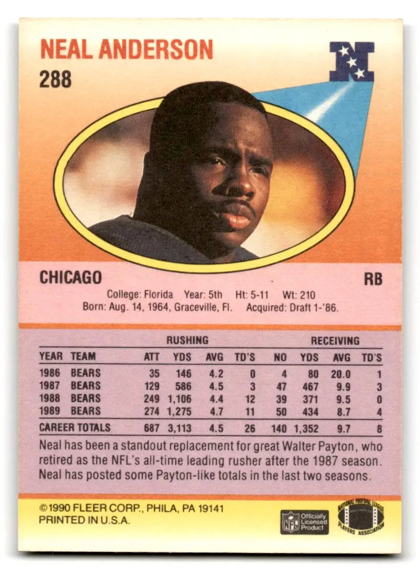 1990 Fleer #288 Neal Anderson - Football Card Single