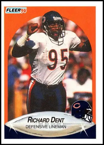 Original gloss 1990 Fleer Richard Dent football card featuring Bears defensive lineman