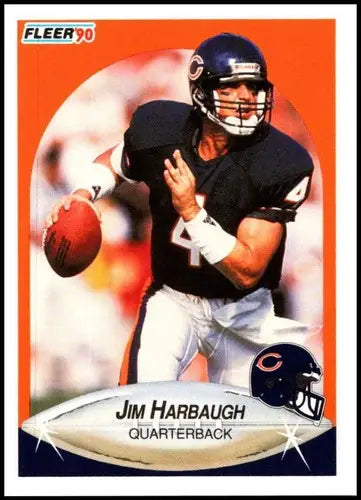 Jim Harbaugh football card with original gloss from 1990 Fleer #293 Simply Sandoval