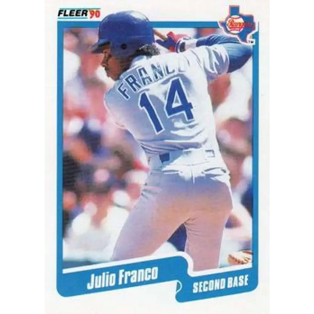 1990 Fleer #296 Julio Franco NM-MT Texas Rangers Baseball Card - Baseball Card Single
