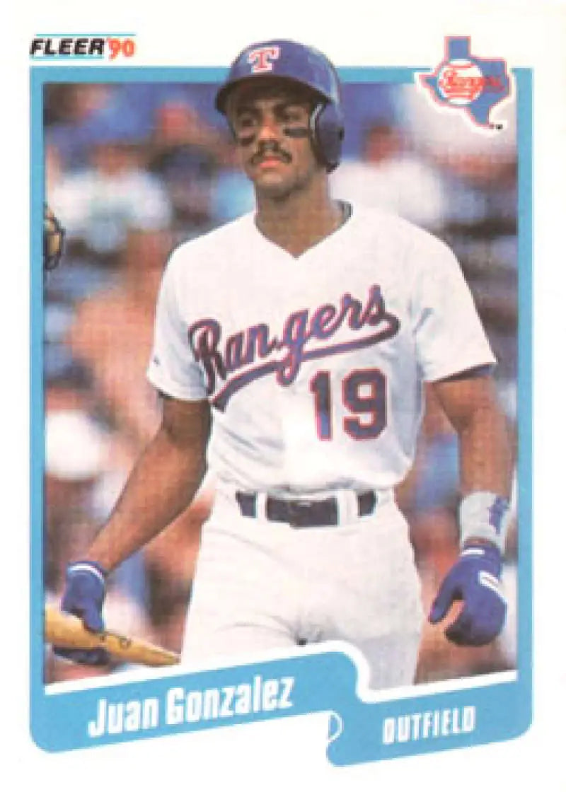 1990 Fleer #297 Juan Gonzalez NM-MT RC Rookie Texas Rangers Baseball Card - Baseball Card Single