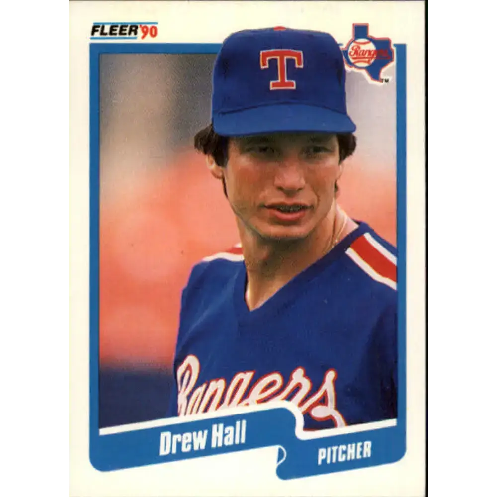 1990 Fleer #299 Drew Hall NM-MT Texas Rangers Baseball Card - Baseball Card Single