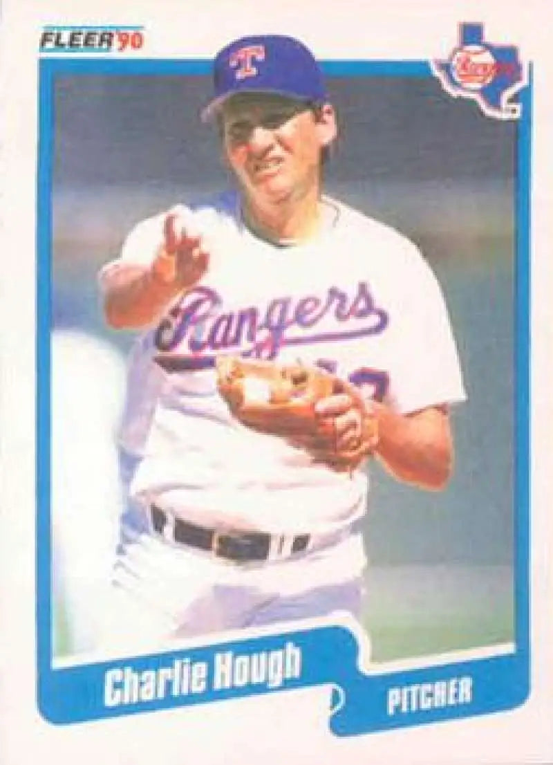 1990 Fleer #300 Charlie Hough NM-MT Texas Rangers Baseball Card - Baseball Card Single