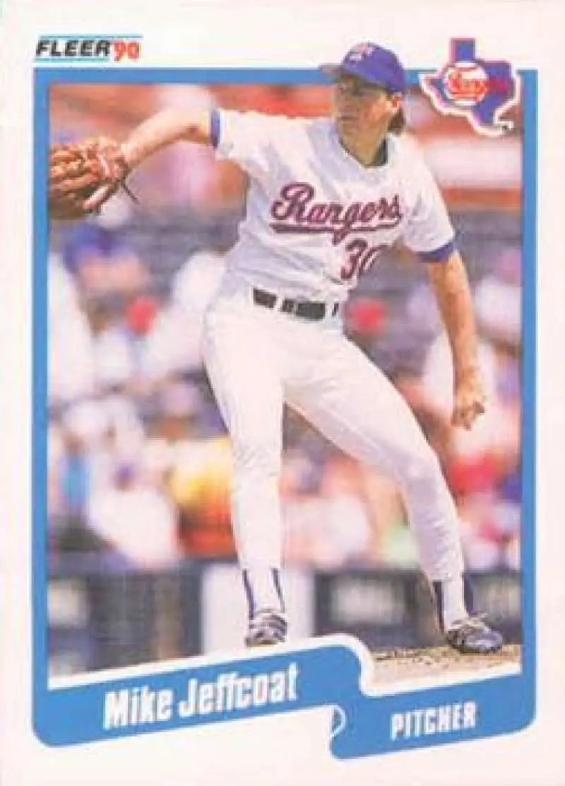 1990 Fleer #302 Mike Jeffcoat NM-MT Texas Rangers Baseball Card - Baseball Card Single