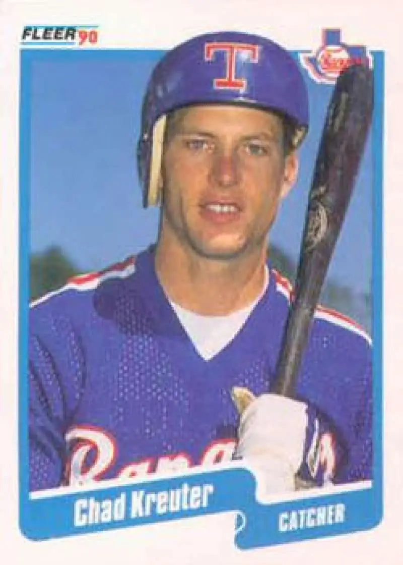 1990 Fleer #303 Chad Kreuter NM-MT Texas Rangers Baseball Card - Baseball Card Single
