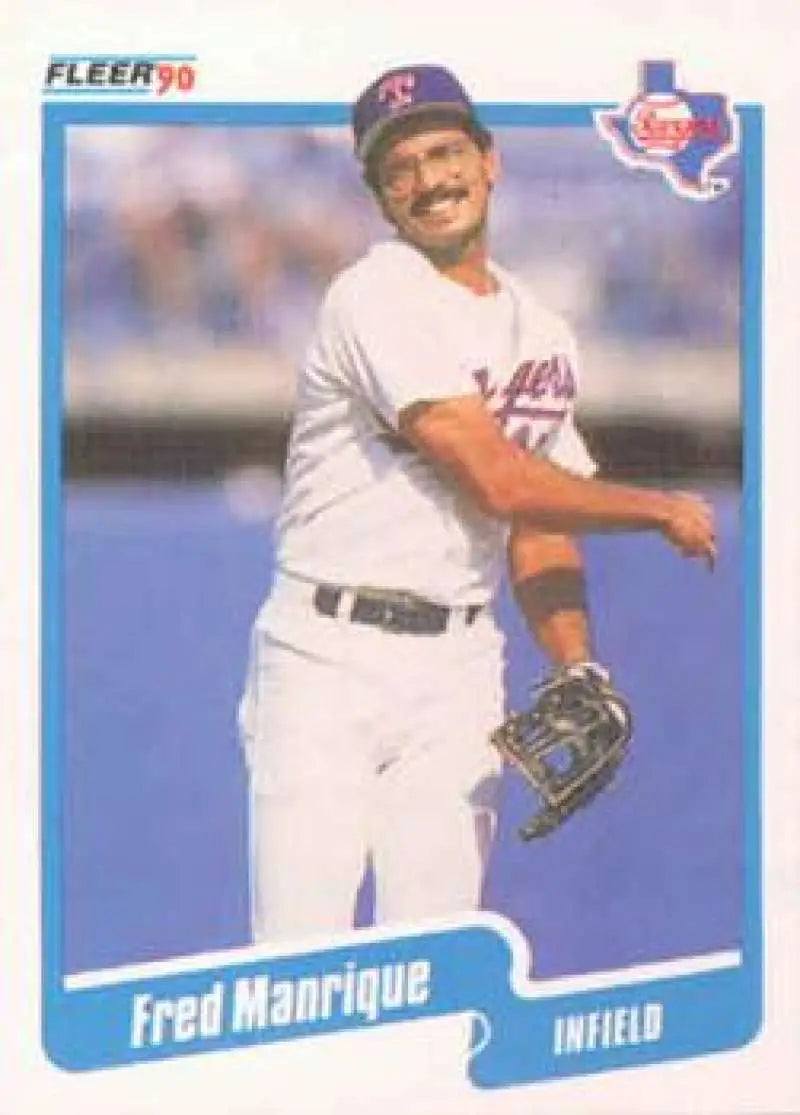 1990 Fleer #306 Fred Manrique NM-MT Texas Rangers Baseball Card - Baseball Card Single