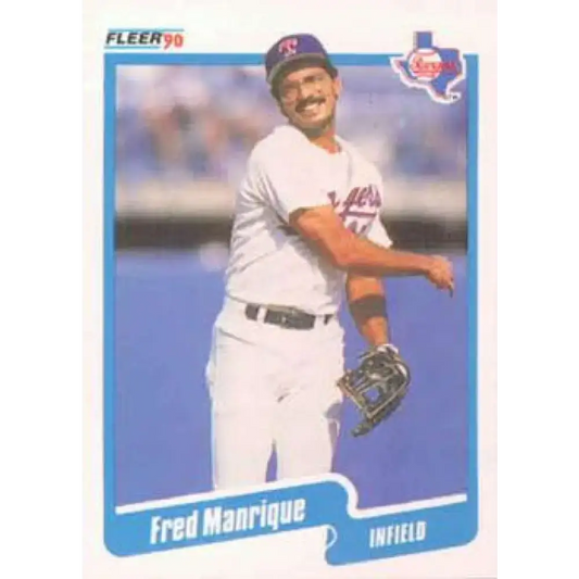 1990 Fleer #306 Fred Manrique NM-MT Texas Rangers Baseball Card - Baseball Card Single