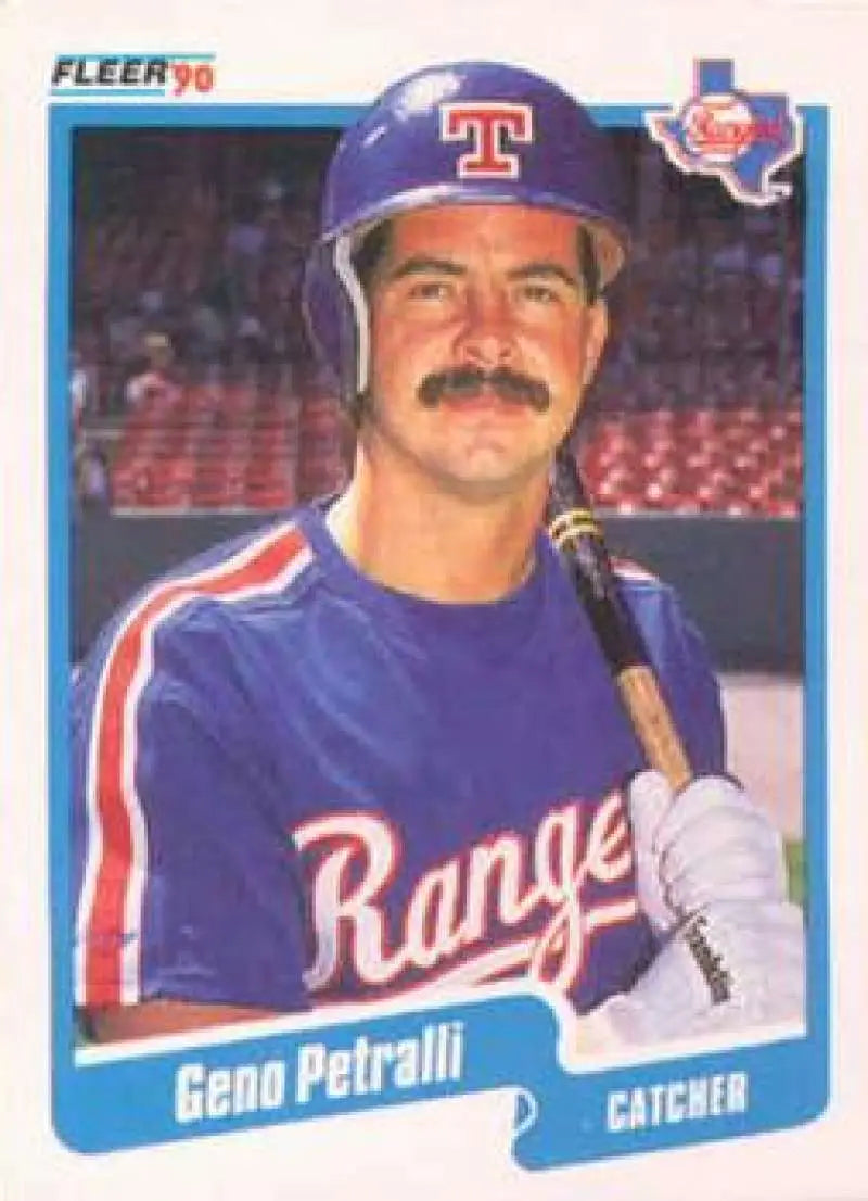 1990 Fleer #309 Geno Petralli NM-MT Texas Rangers Baseball Card - Baseball Card Single