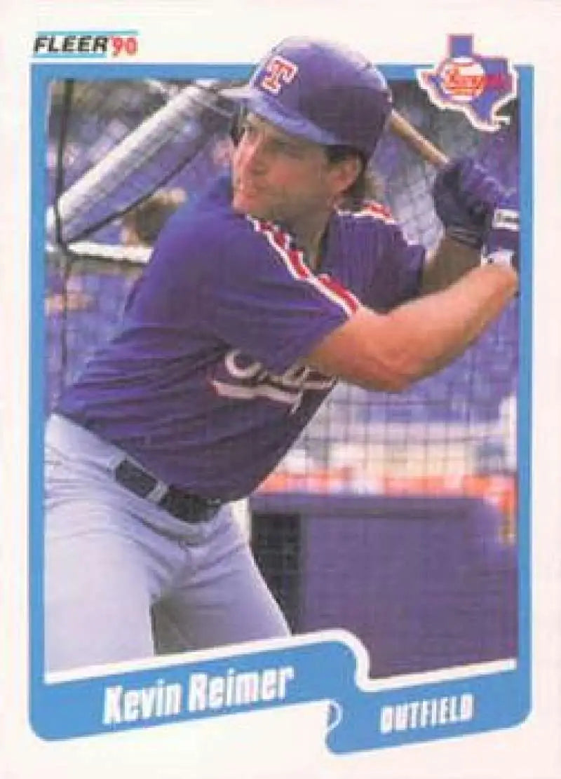 1990 Fleer #310 Kevin Reimer NM-MT Texas Rangers Baseball Card - Baseball Card Single
