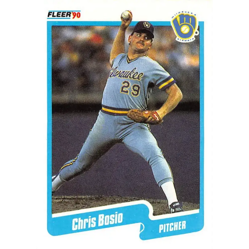 1990 Fleer #316 Chris Bosio NM-MT Milwaukee Brewers Baseball Card - Baseball Card Single