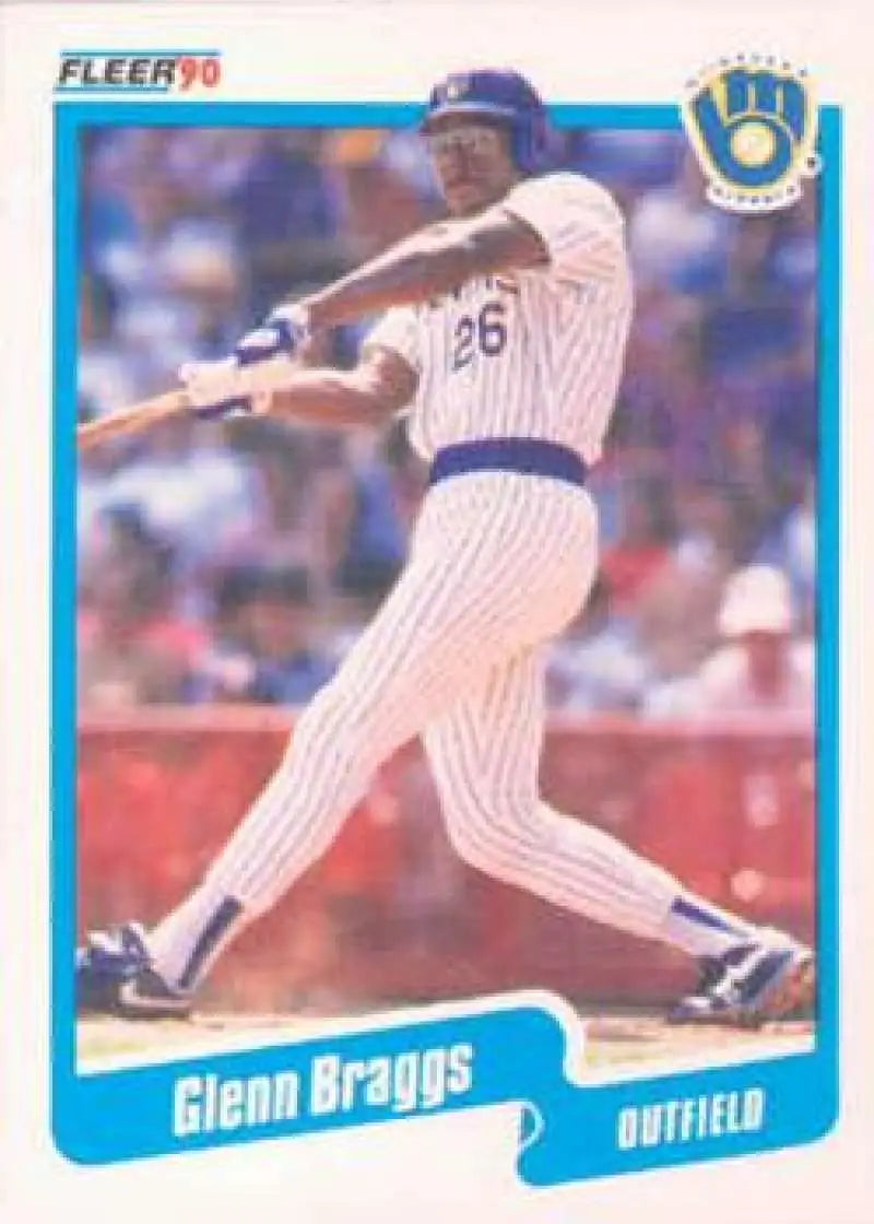1990 Fleer #317 Glenn Braggs NM-MT Milwaukee Brewers Baseball Card - Baseball Card Single