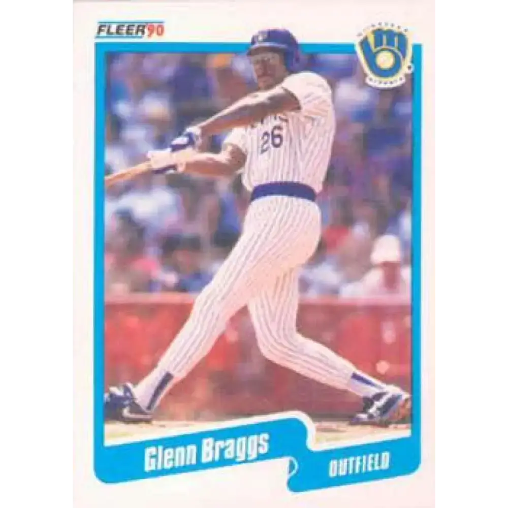 1990 Fleer #317 Glenn Braggs UER NM-MT Milwaukee Brewers Baseball Card - Baseball Card Single