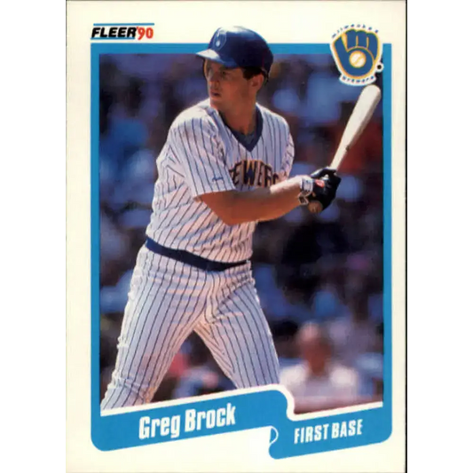 1990 Fleer #318 Greg Brock NM-MT Milwaukee Brewers Baseball Card - Baseball Card Single