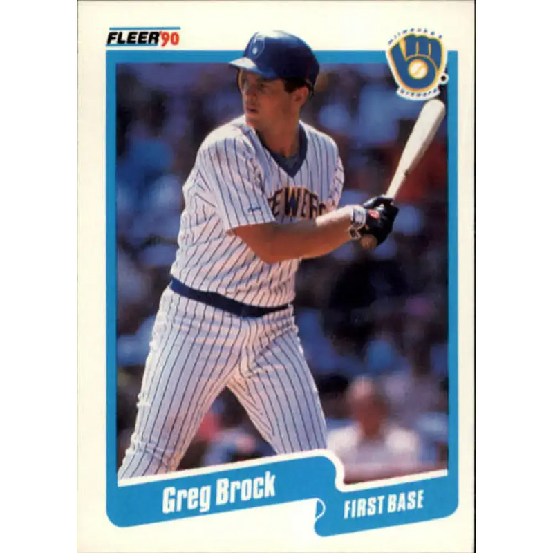 1990 Fleer #318 Greg Brock NM-MT Milwaukee Brewers Baseball Card - Baseball Card Single