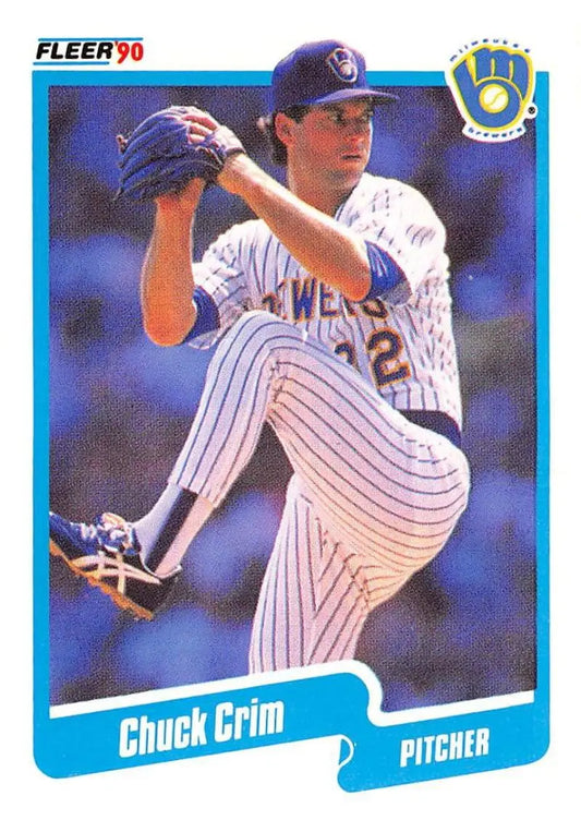 1990 Fleer #319 Chuck Crim NM-MT Milwaukee Brewers Baseball Card