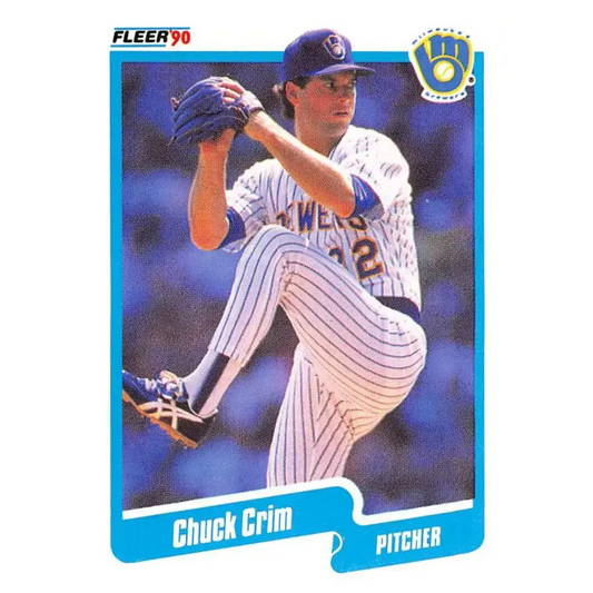 1990 Fleer #319 Chuck Crim NM-MT Milwaukee Brewers Baseball Card - Baseball Card Single