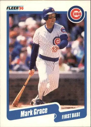 1990 Fleer Mark Grace baseball card with original gloss, Cubs player ID 18456