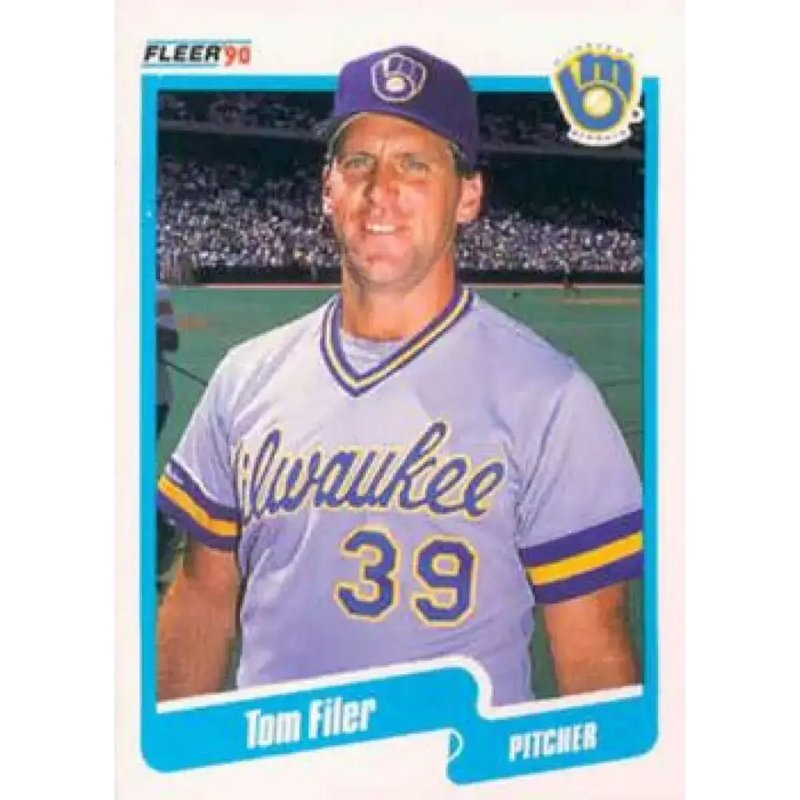 1990 Fleer #322 Tom Filer NM-MT Milwaukee Brewers Baseball Card - Baseball Card Single