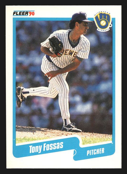 1990 Fleer #323 Tony Fossas Milwaukee Brewers RC - Baseball Card Single