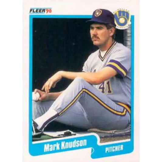 1990 Fleer #327 Mark Knudson NM-MT Milwaukee Brewers Baseball Card - Baseball Card Single