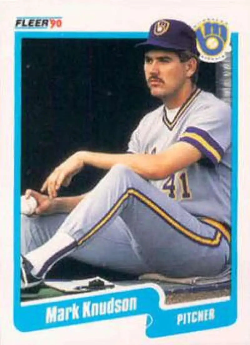 1990 Fleer #327 Mark Knudson NM-MT Milwaukee Brewers Baseball Card - Baseball Card Single