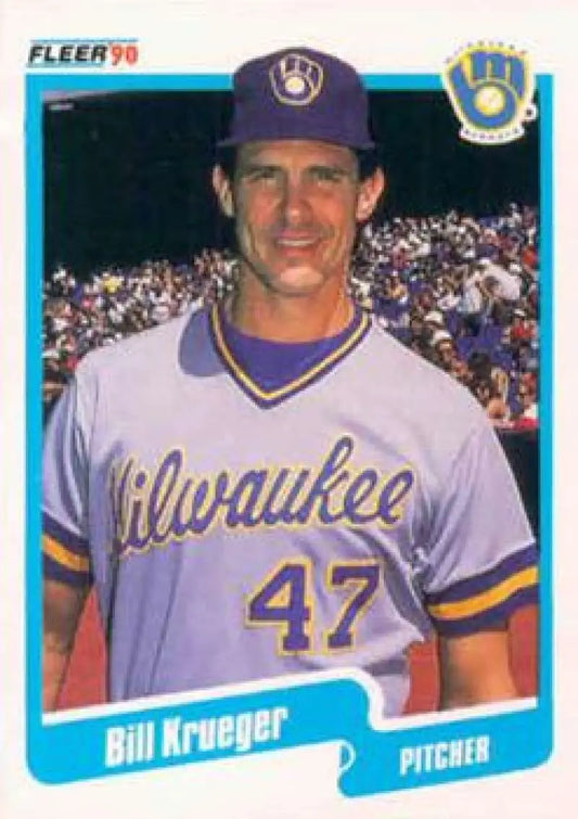 1990 Fleer #328 Bill Krueger NM-MT Milwaukee Brewers Baseball Card - Baseball Card Single