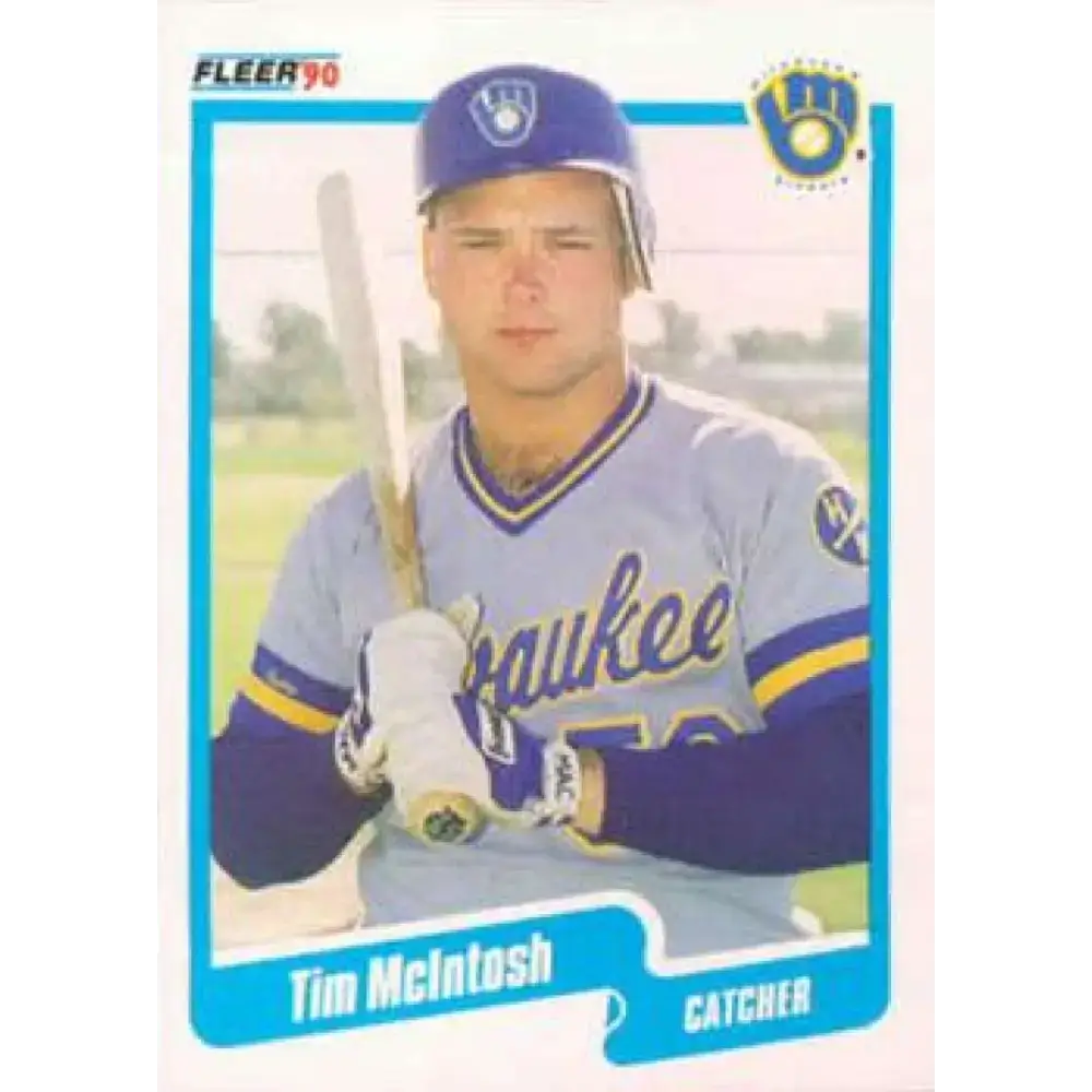 1990 Fleer #329 Tim McIntosh NM-MT RC Rookie Milwaukee Brewers Baseball Card - Baseball Card Single