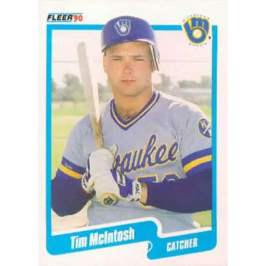 1990 Fleer #329 Tim McIntosh NM-MT RC Rookie Milwaukee Brewers Baseball Card - Baseball Card Single