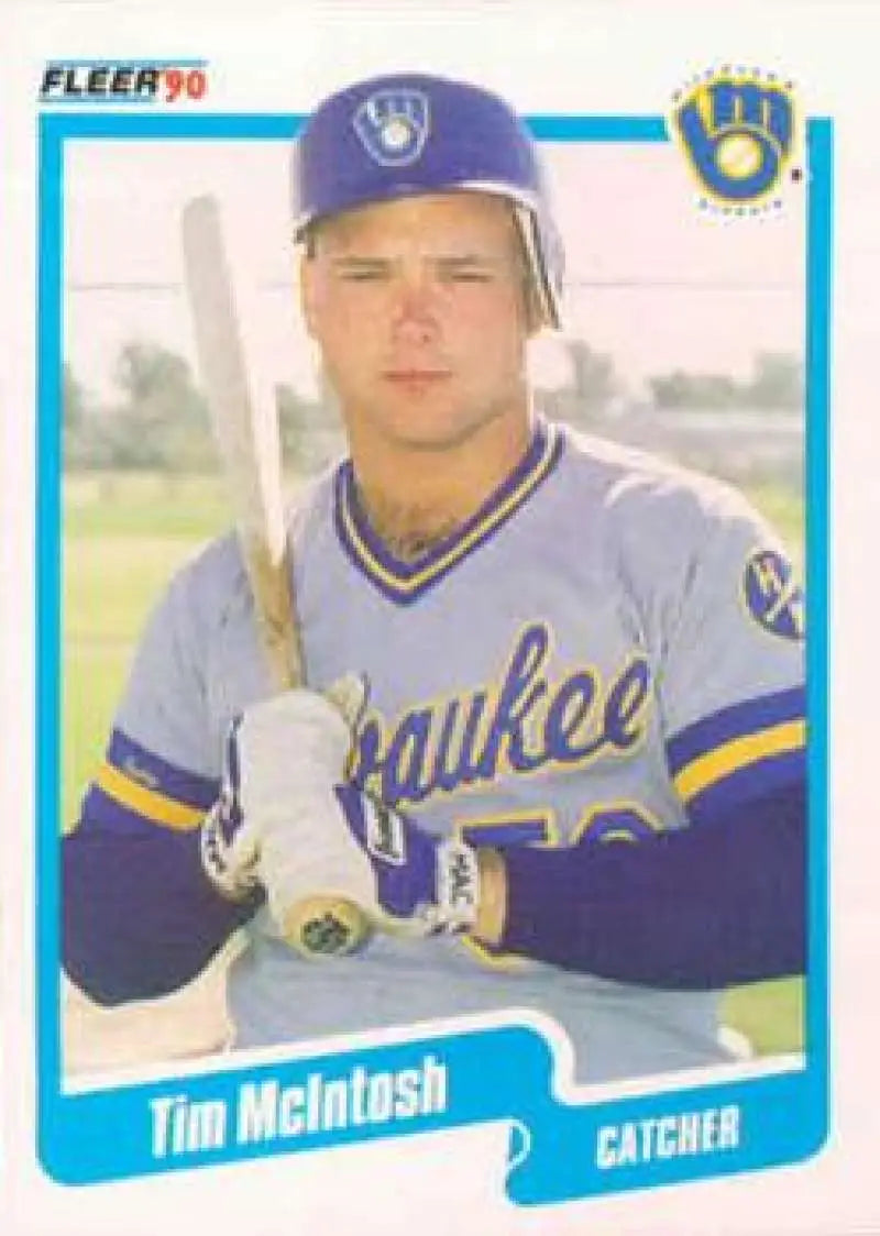 1990 Fleer #329 Tim McIntosh NM-MT RC Rookie Milwaukee Brewers Baseball Card - Baseball Card Single
