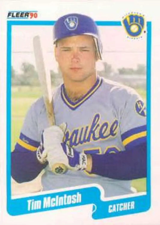 1990 Fleer #329 Tim McIntosh NM-MT RC Rookie Milwaukee Brewers Baseball Card