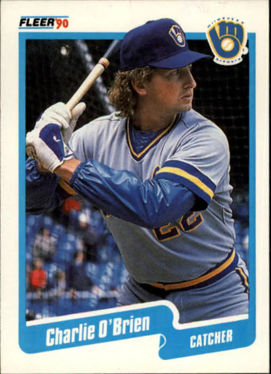 1990 Fleer #332 Charlie O’Brien NM-MT Milwaukee Brewers Baseball Card - Baseball Card Single