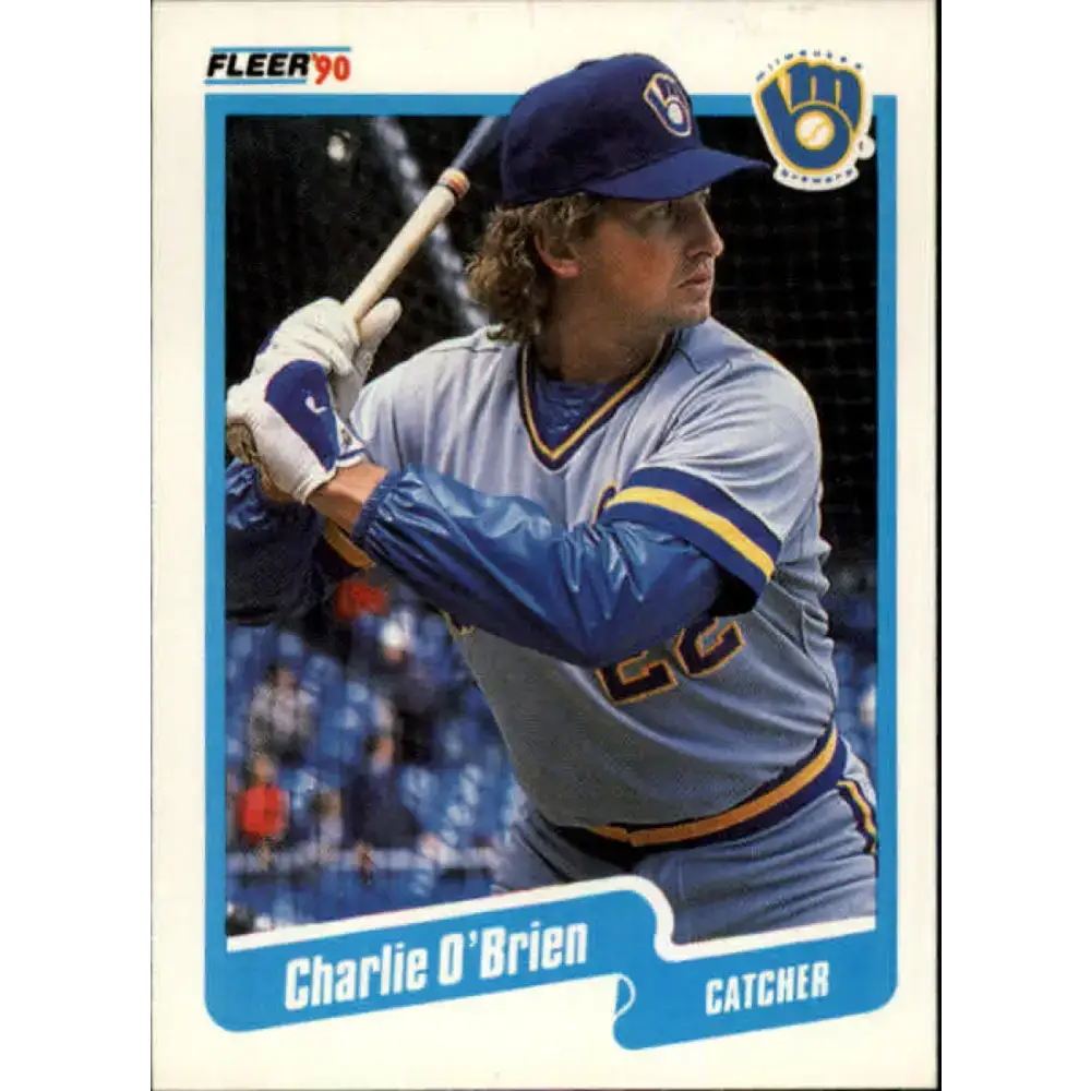 1990 Fleer #332 Charlie O’Brien NM-MT Milwaukee Brewers Baseball Card - Baseball Card Single