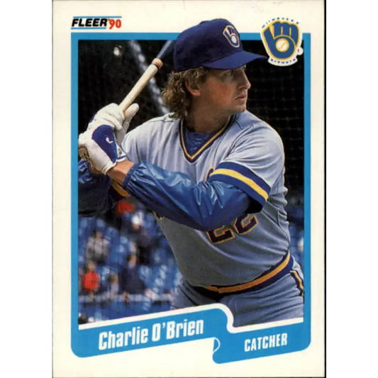 1990 Fleer #332 Charlie O’Brien NM-MT Milwaukee Brewers Baseball Card - Baseball Card Single