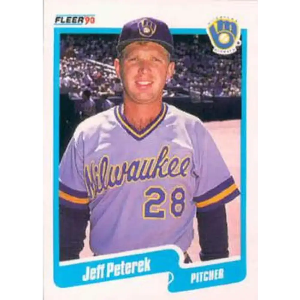 1990 Fleer #333 Jeff Peterek NM-MT RC Rookie Milwaukee Brewers Baseball Card - Baseball Card Single