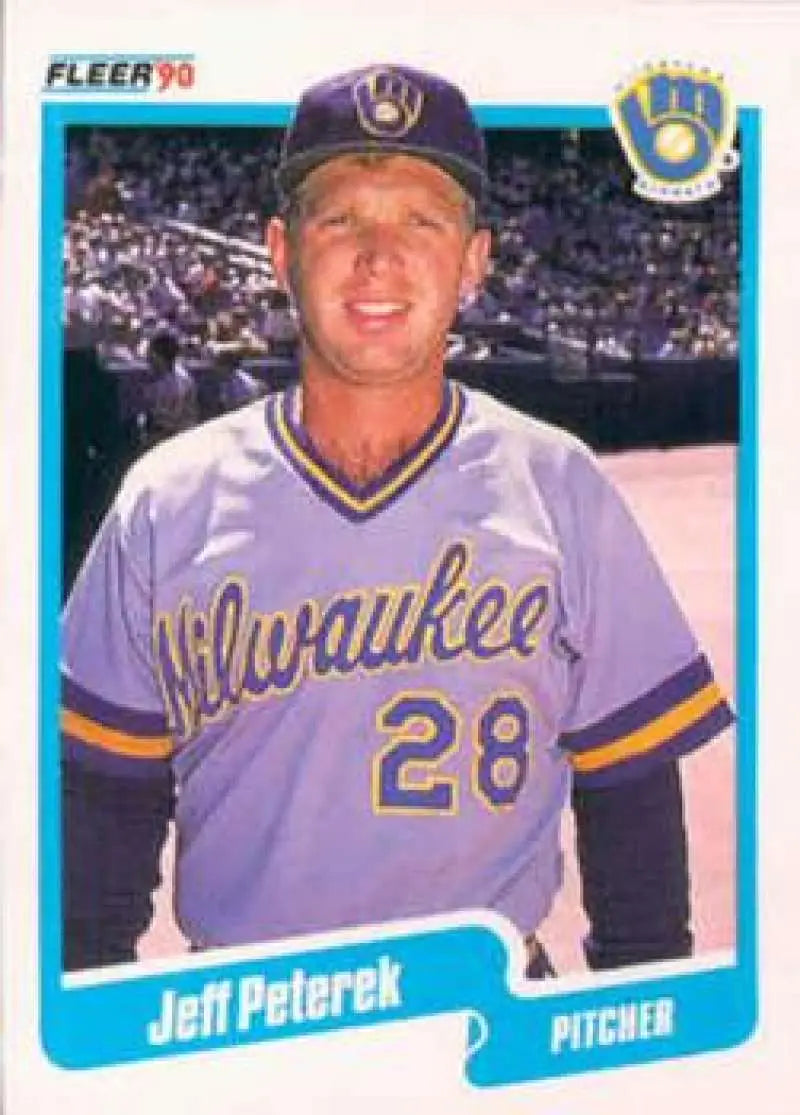 1990 Fleer #333 Jeff Peterek NM-MT RC Rookie Milwaukee Brewers Baseball Card - Baseball Card Single