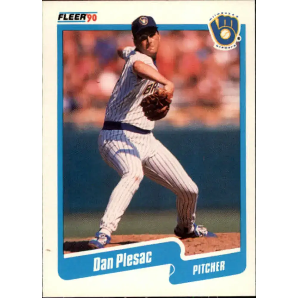 1990 Fleer #334 Dan Plesac NM-MT Milwaukee Brewers Baseball Card - Baseball Card Single